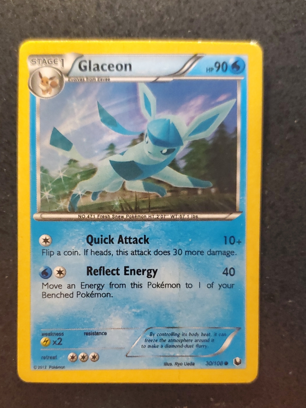 Pokemon Glaceon Trading Card - Blue, Yellow